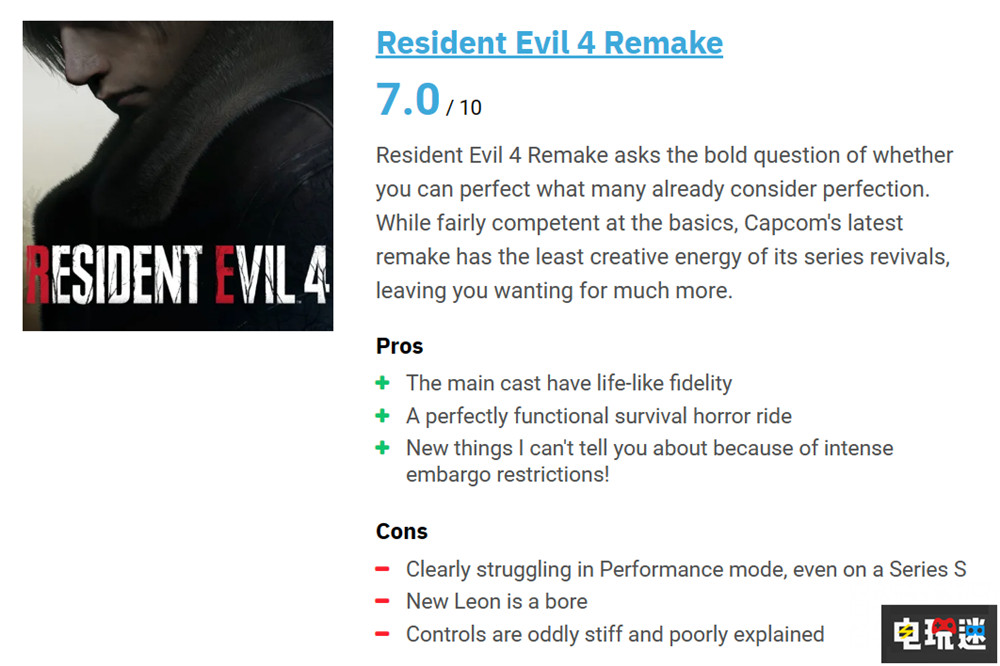 《生化危機(jī)4重制版》評(píng)分解禁 MC總分93 青出于藍(lán) 單機(jī)游戲 卡普空 里昂 生化4 生化危機(jī)4重制版 電玩迷資訊  第6張