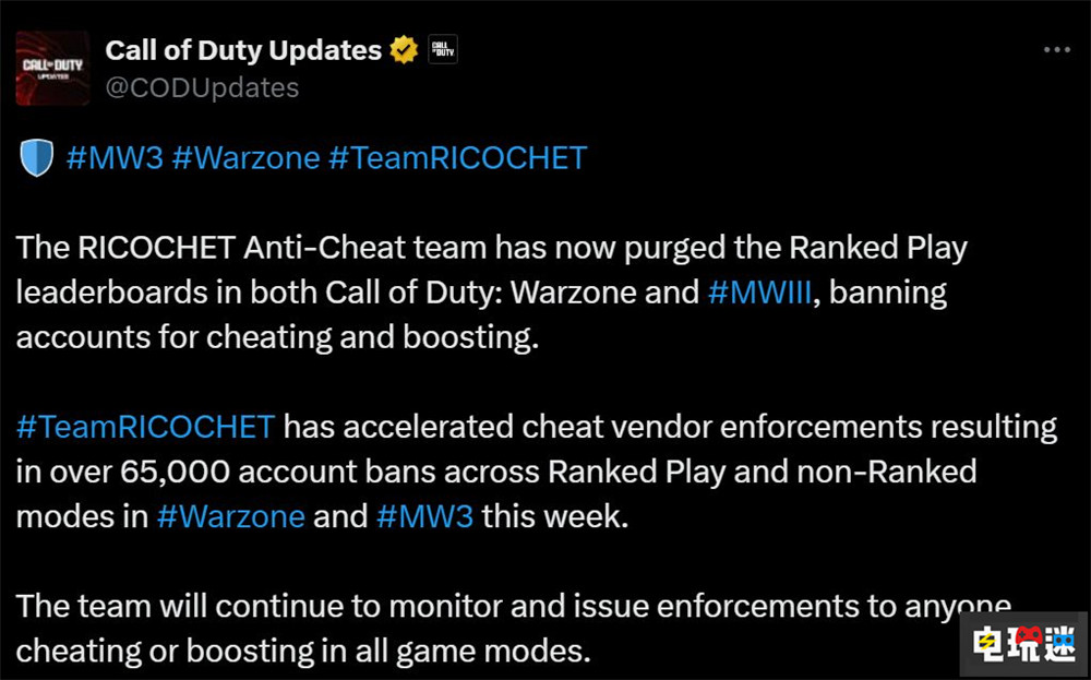 動視宣布封禁6.5萬個《使命召喚：現(xiàn)代戰(zhàn)爭3》與戰(zhàn)區(qū)作弊賬號 外掛 作弊 戰(zhàn)區(qū) 現(xiàn)代戰(zhàn)爭3 使命召喚 電玩迷資訊  第2張